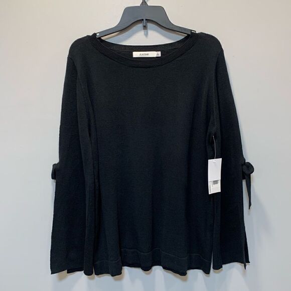NWT Just Fab black open sleeve tie sweater size L - Picture 6 of 15